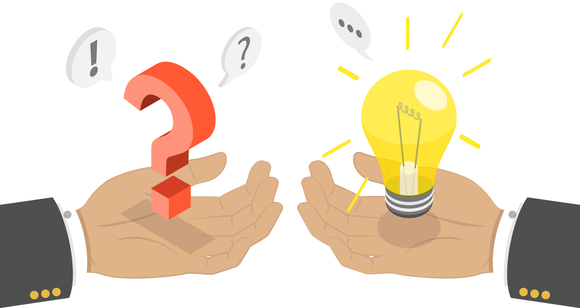 3D Isometric Flat  Conceptual Illustration of Question And Answer